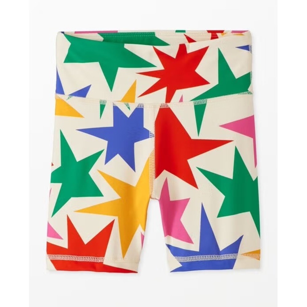 Hanna Andersson Active MadeToStretch Biker Shorts Bold Star Bright Print size 8